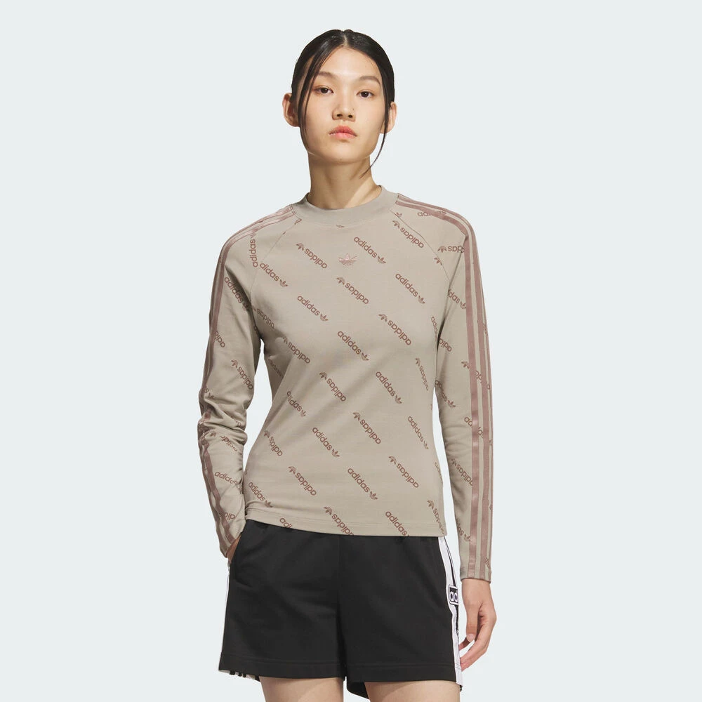 adidas Originals三叶草女子TIGHT TEE LS针织无领长袖T恤KS8493