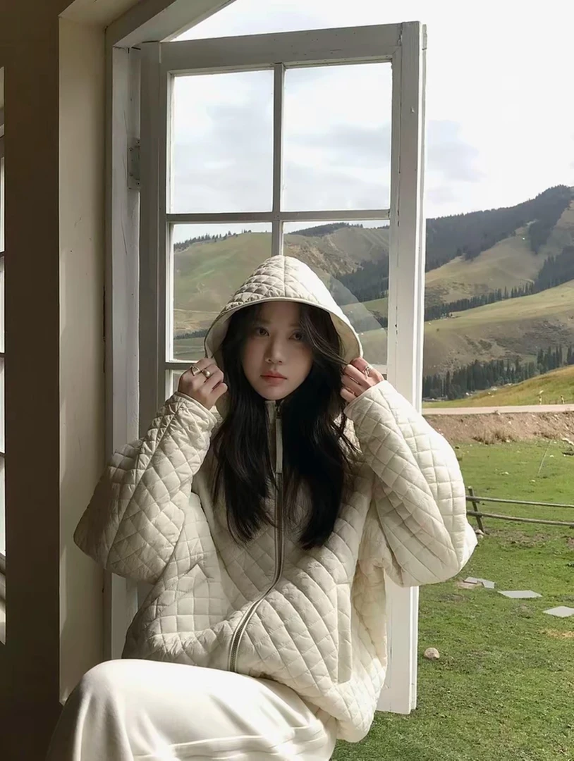 珩绣新款小众极简风菱格奶酪小泡芙百搭棉服外套Y-T25857-1