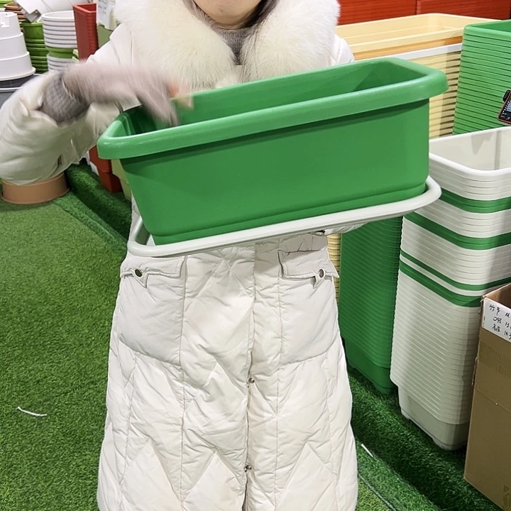 特价方菜盆长38宽28高15米色带托3只