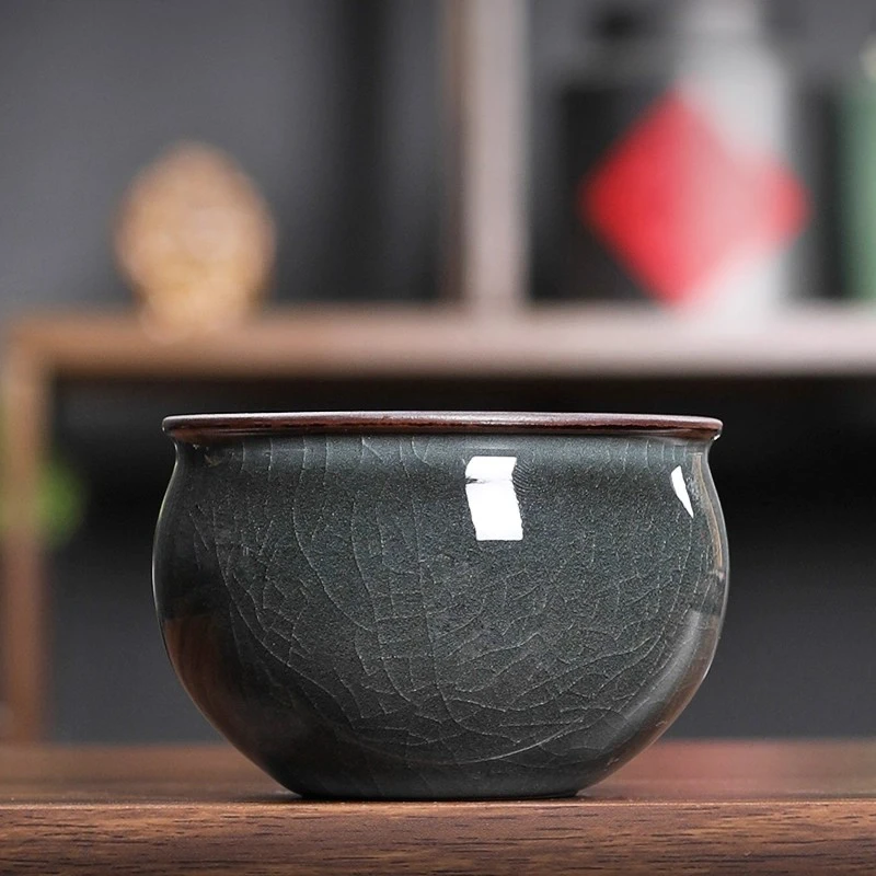 青瓷主人杯单杯龙泉手工冰裂纹陶瓷风水缸功夫茶杯品茗杯大号茶盏