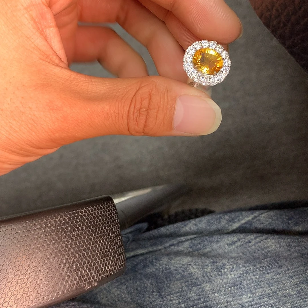 水晶银S925镀金镶嵌戒指