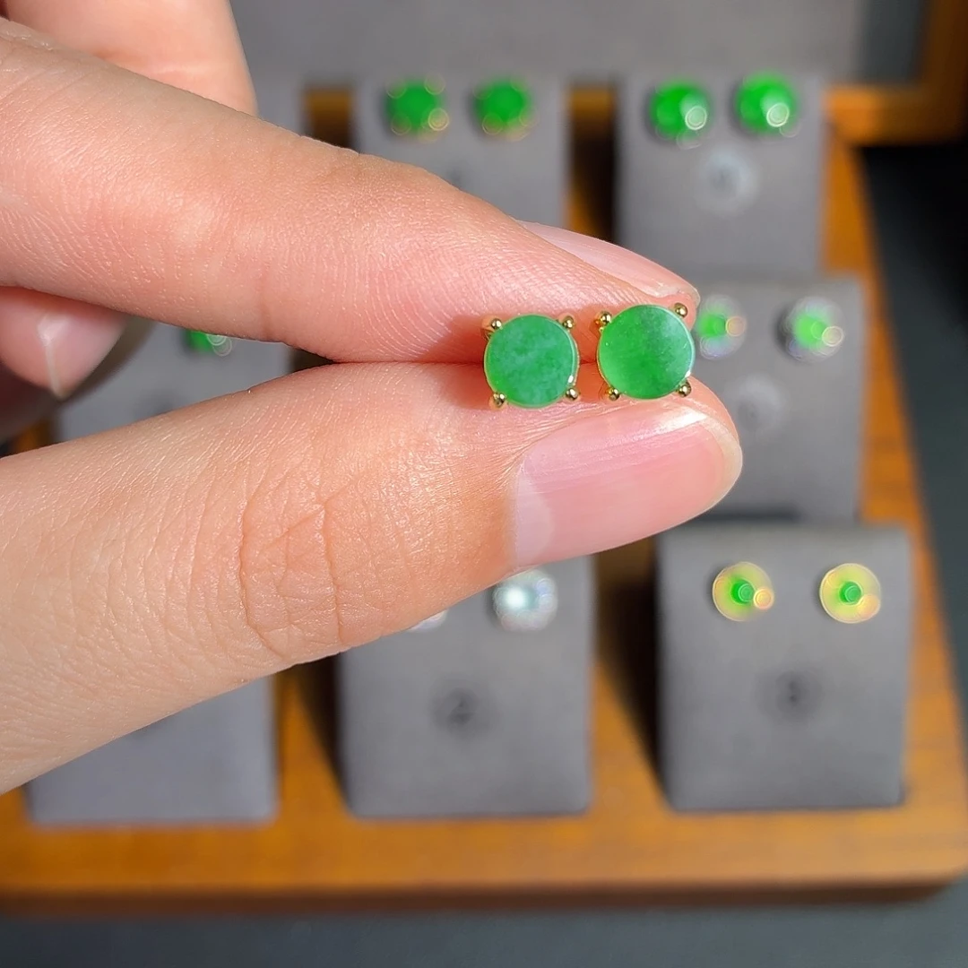 翡翠银S925镶嵌耳饰耳饰