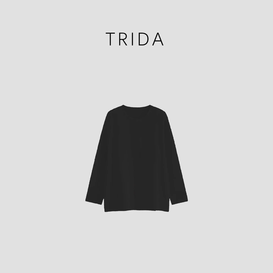 【九妹极简】5051A“随手穿”双色圆领纯色简约休闲长袖T恤