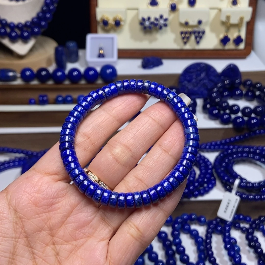 青金石未镶嵌精工 药片手串7mm