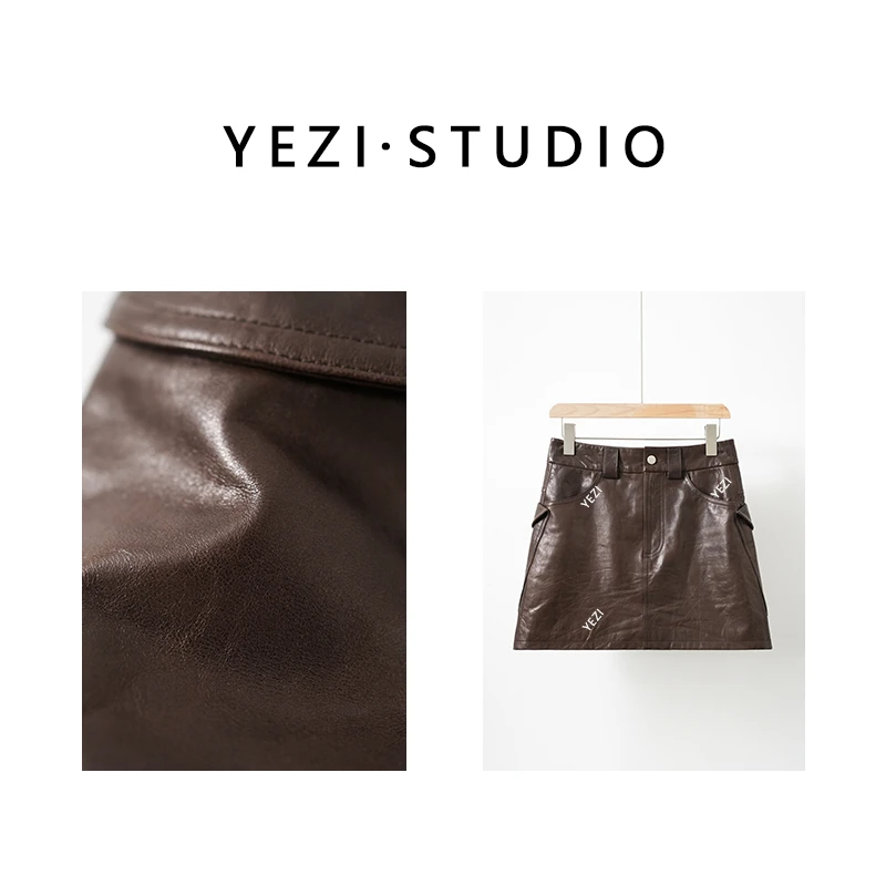 【时髦精】25春重磅0.7mm半植鞣轻腊绵羊皮短皮裙裤25126001-2/16
