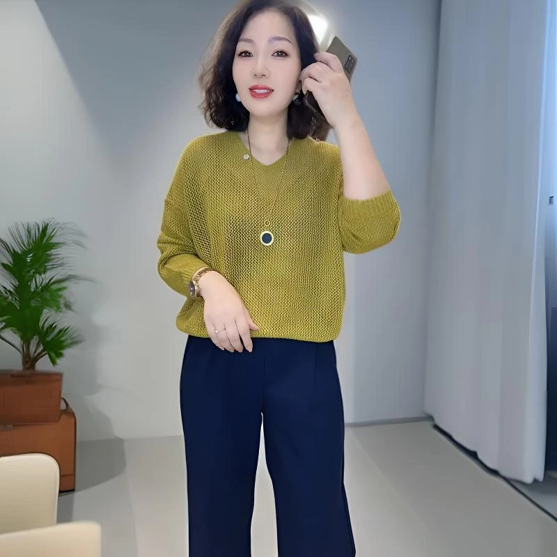 金线V领休闲时尚百搭针织衫