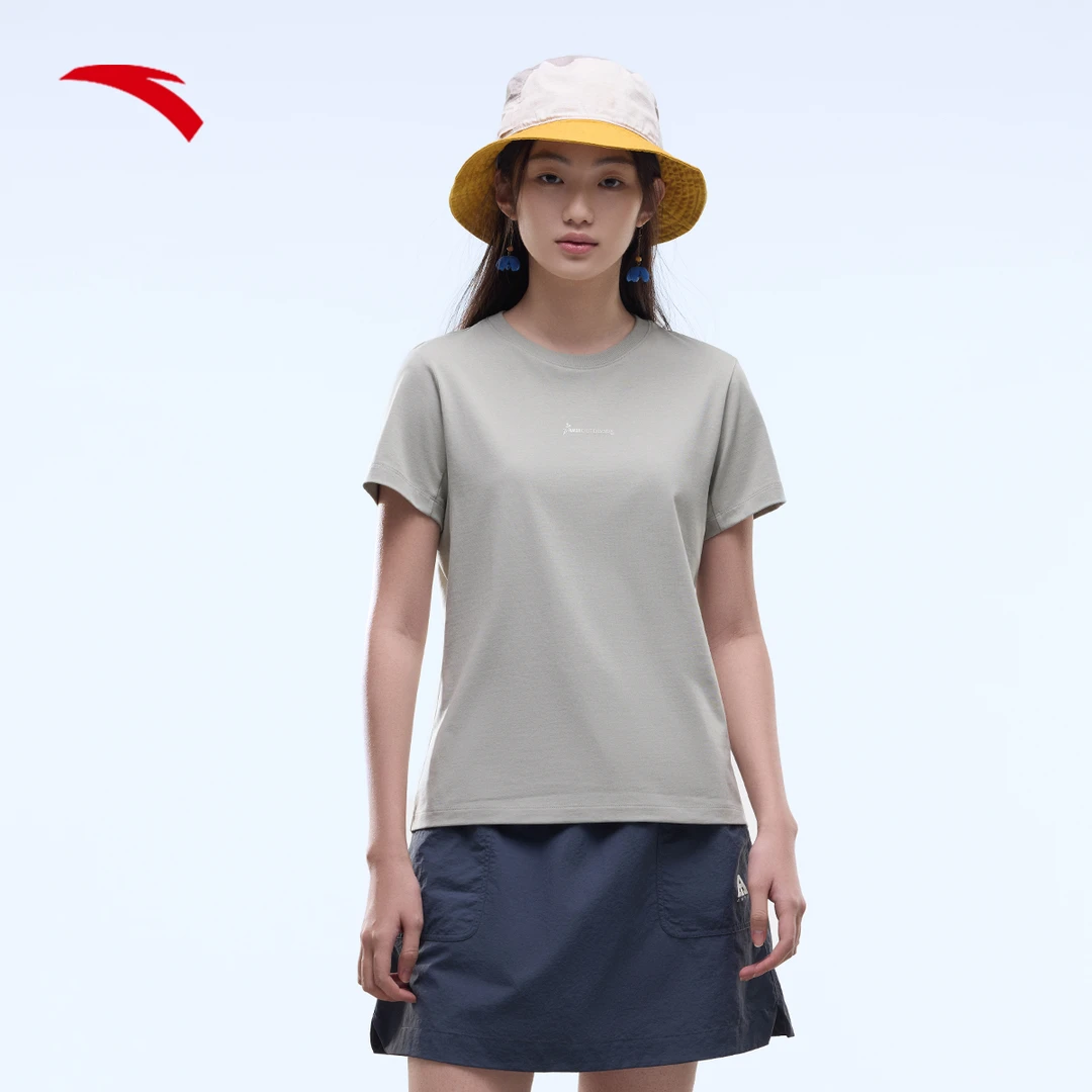 安踏夏季速干冰丝T恤户外露营冰肤短袖女士新款印花上衣透气半袖