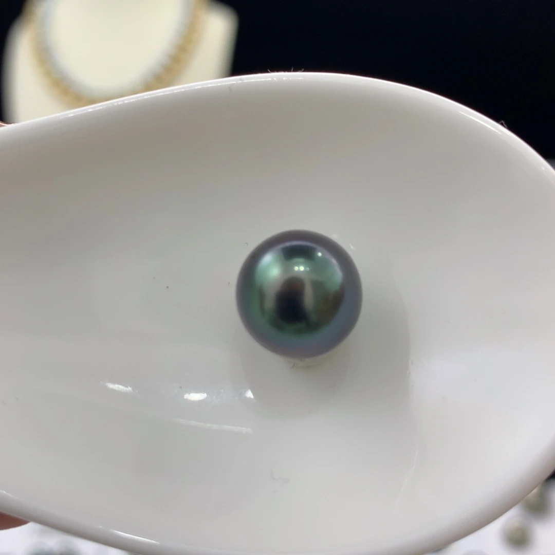 未镶嵌裸珠定制海水珍珠11.2-10.6MM极光深海蓝无暇