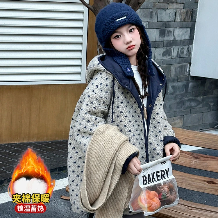中大童8-15岁女外套女童冬装儿童毛毛衣小女孩上衣秋冬款夹棉加厚