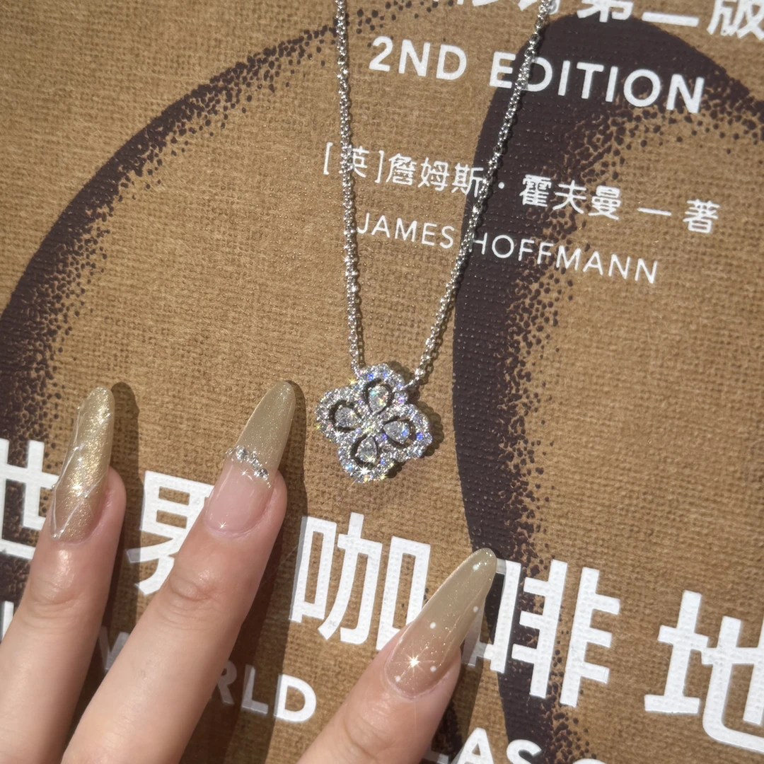 非金属莫桑石项链 55-XL海家四花925莫桑钻渡18K满钻轻奢发饰