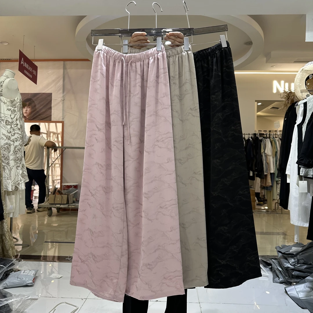 【YEZI家】新款缎面扎染凉凉阔腿裤9902