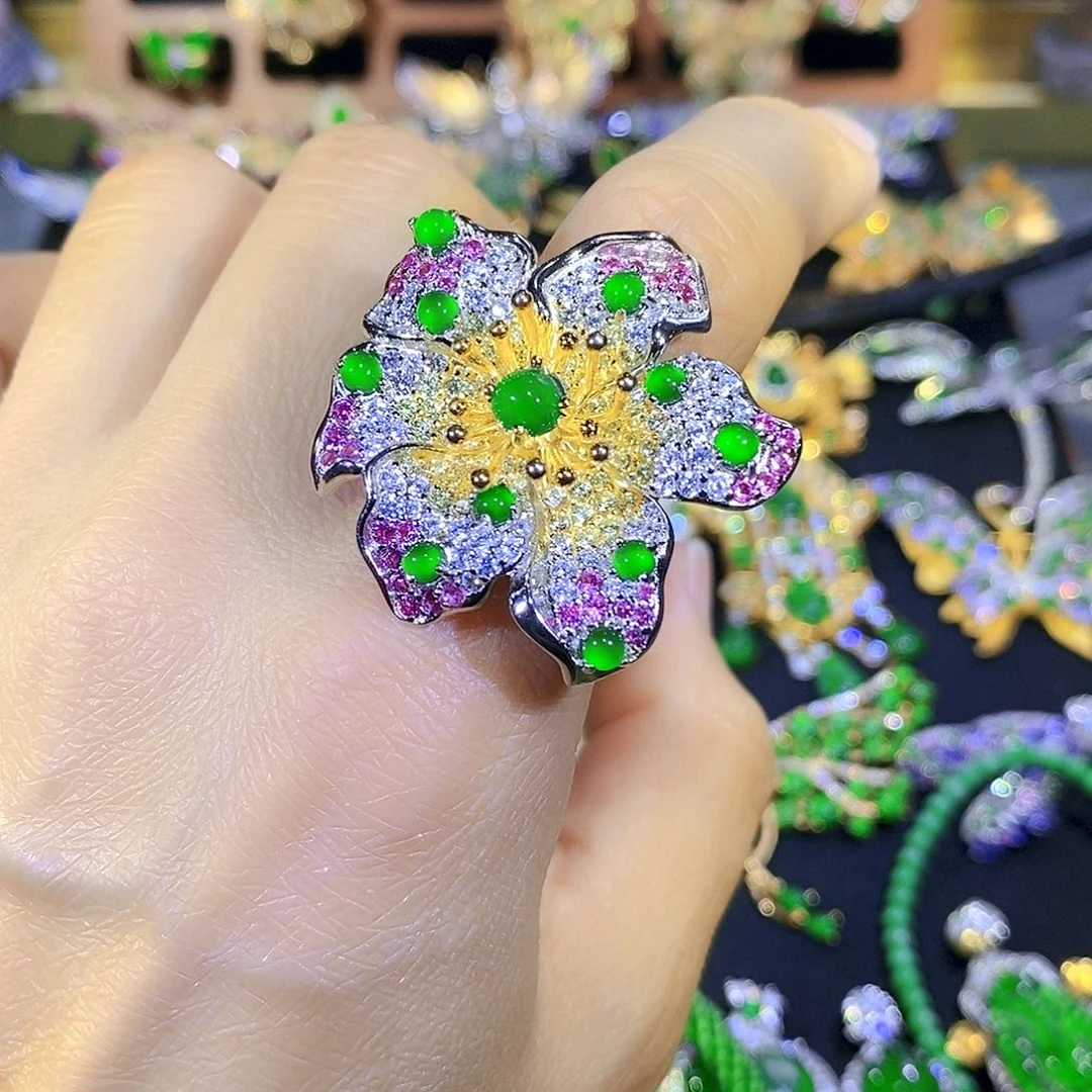 吊坠(不含链)银S925镶嵌翡翠