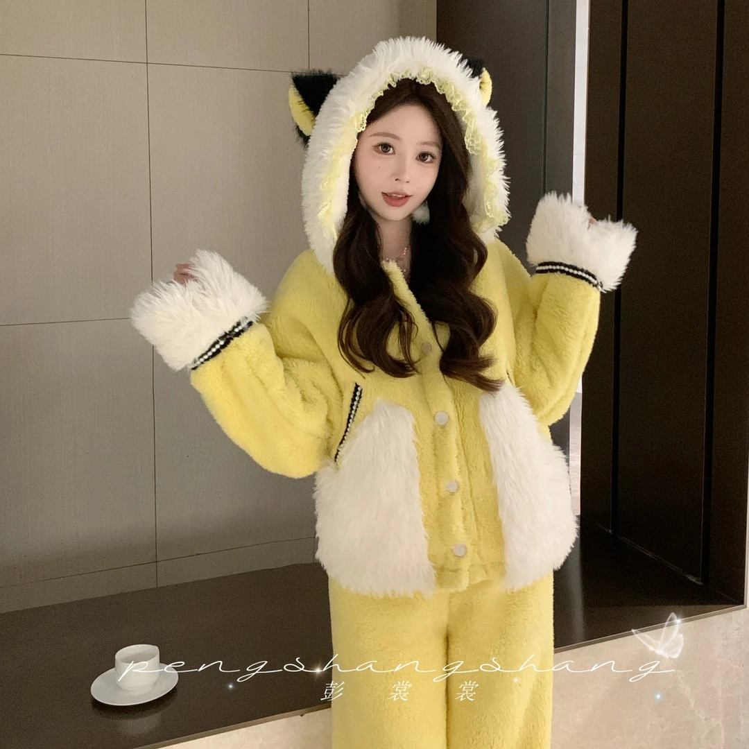 彭裳裳【琥珀黄昏】冬装上新潮流时尚保暖加厚气质女士睡衣居家服