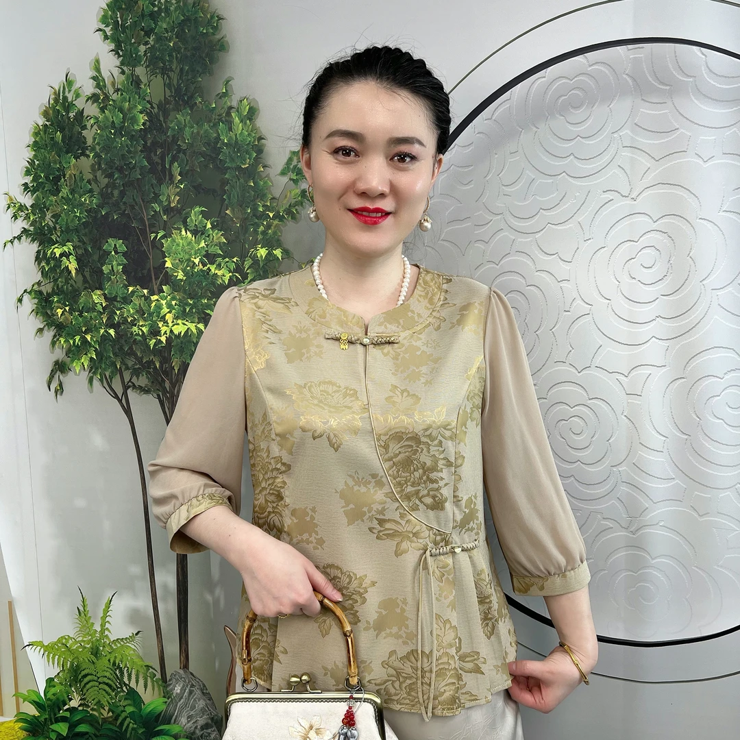 国色流光 国风改良旗袍衫气质时尚收腰漂亮妈妈装