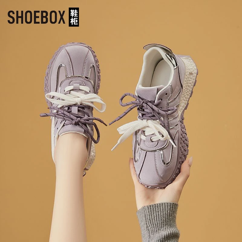 SHOEBOX鞋柜厚底德训鞋女爆款2025秋新款软底舒适休闲鞋阿甘鞋