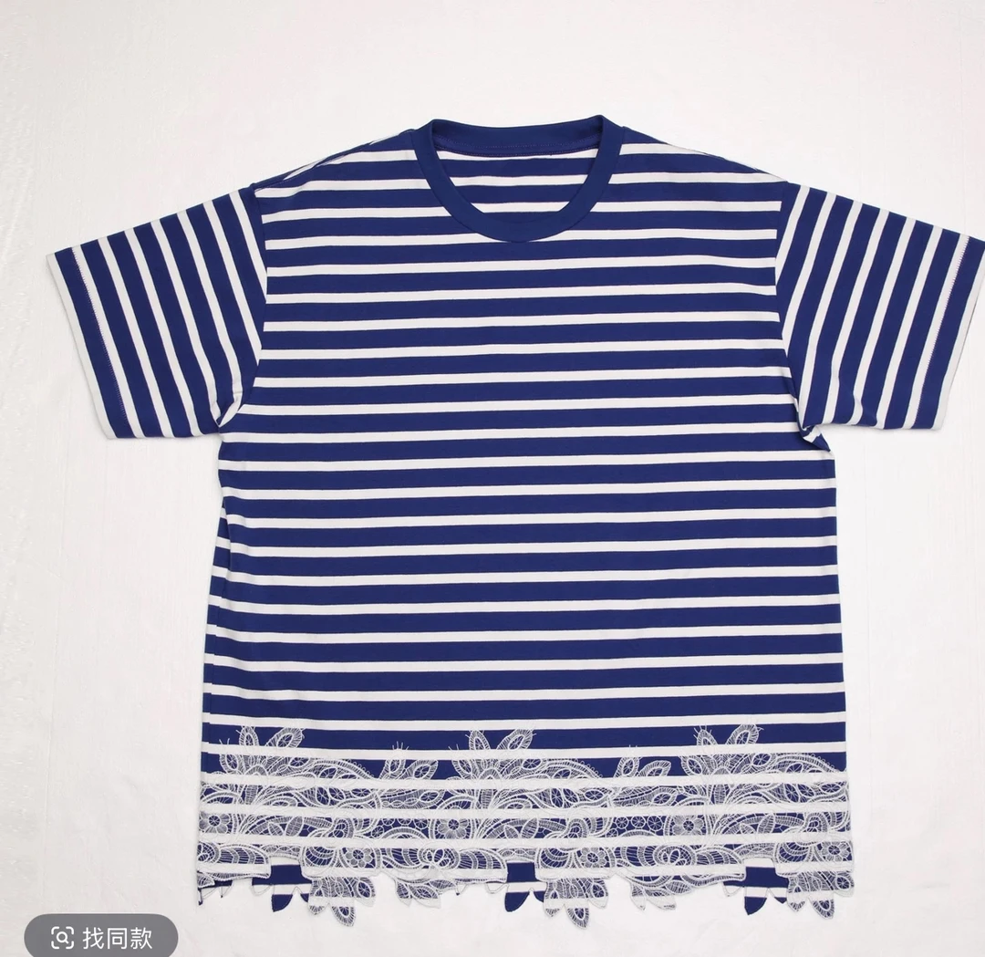 COEMES 设计师品牌 25春夏新品设计感拼接蕾丝短袖T修身显瘦短