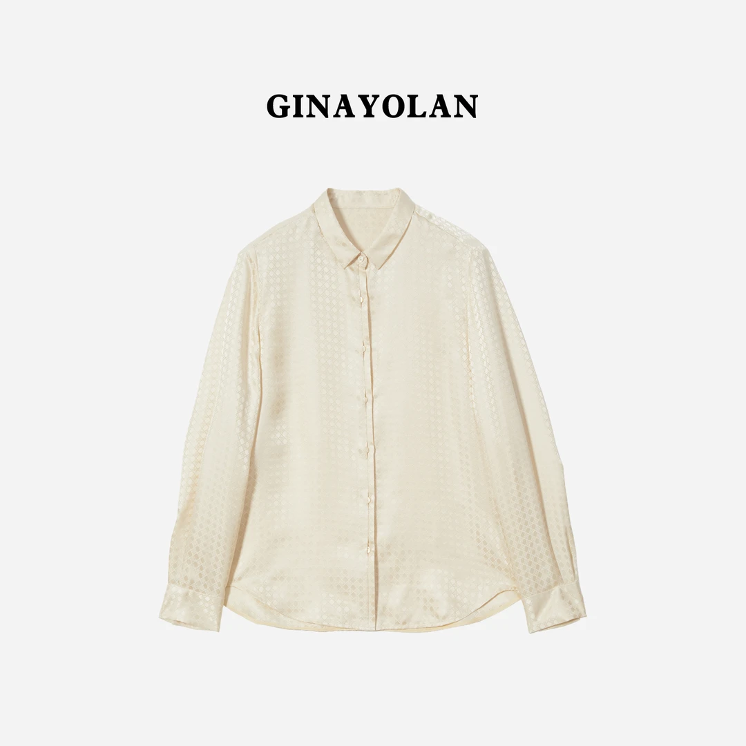 GINAYOLAN/瑾颜【全桑蚕丝】奢华面料丝滑如水时尚衬衫波缎提花女士