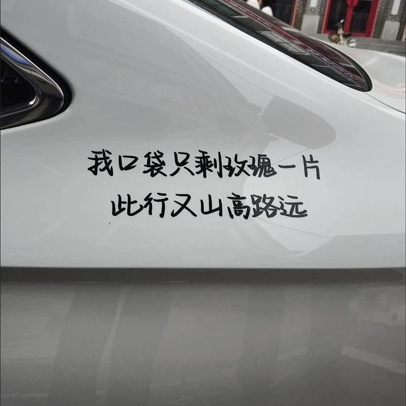 汽车贴纸小尖尖歌词口袋只剩玫瑰一片此行山高路远薛之谦1453抖音