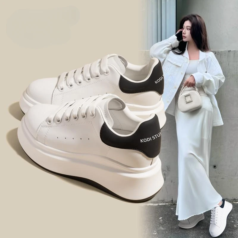 希尔爱玛2025新款内增高小白鞋女款新款爆款小个子真皮厚底女鞋