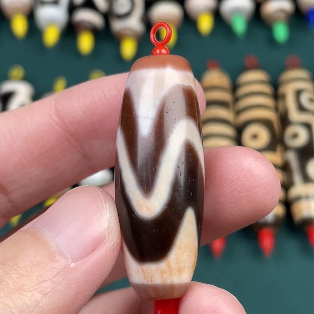 玛瑙/玉髓裸珠38 14.6 行运双水纹图腾