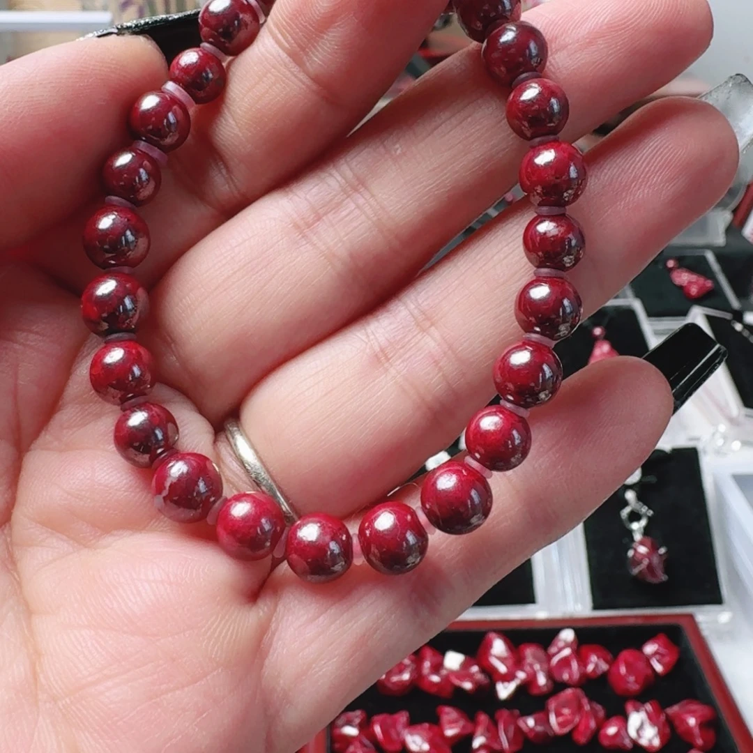 天然辰砂天然原矿手串34.3克