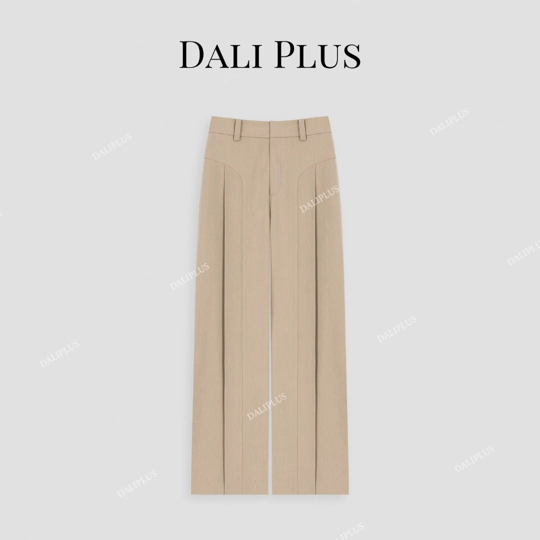 DALI PLUS秋冬版羊毛高阶质感垂坠感阔腿西装通勤长裤-D5ST1435