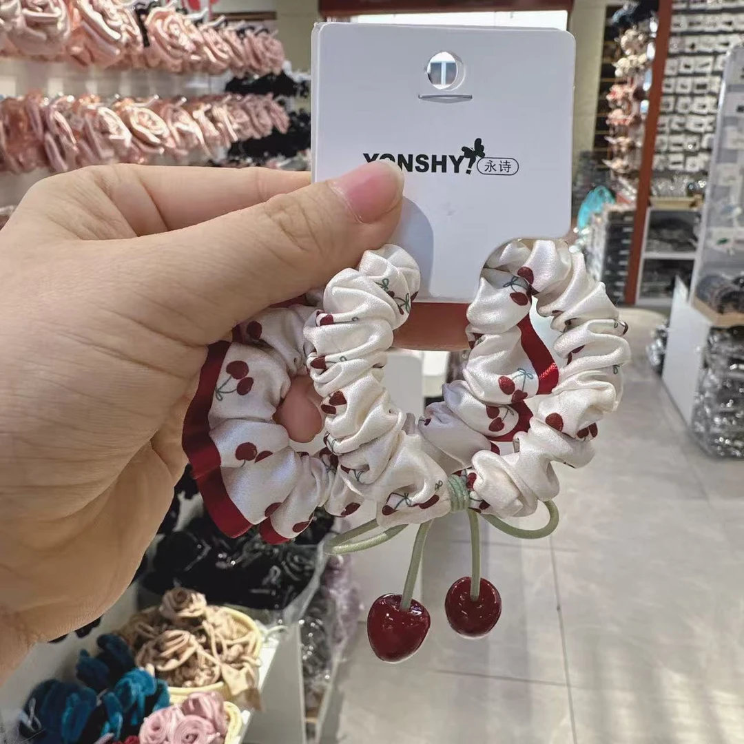 t60永诗【高弹力樱桃发绳】高马尾头绳女简约气质发圈耐用皮套女