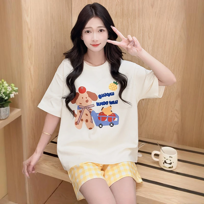 【萌系小狗】夏季睡衣女款爆款2025新款卡通短袖可外穿家居服套装