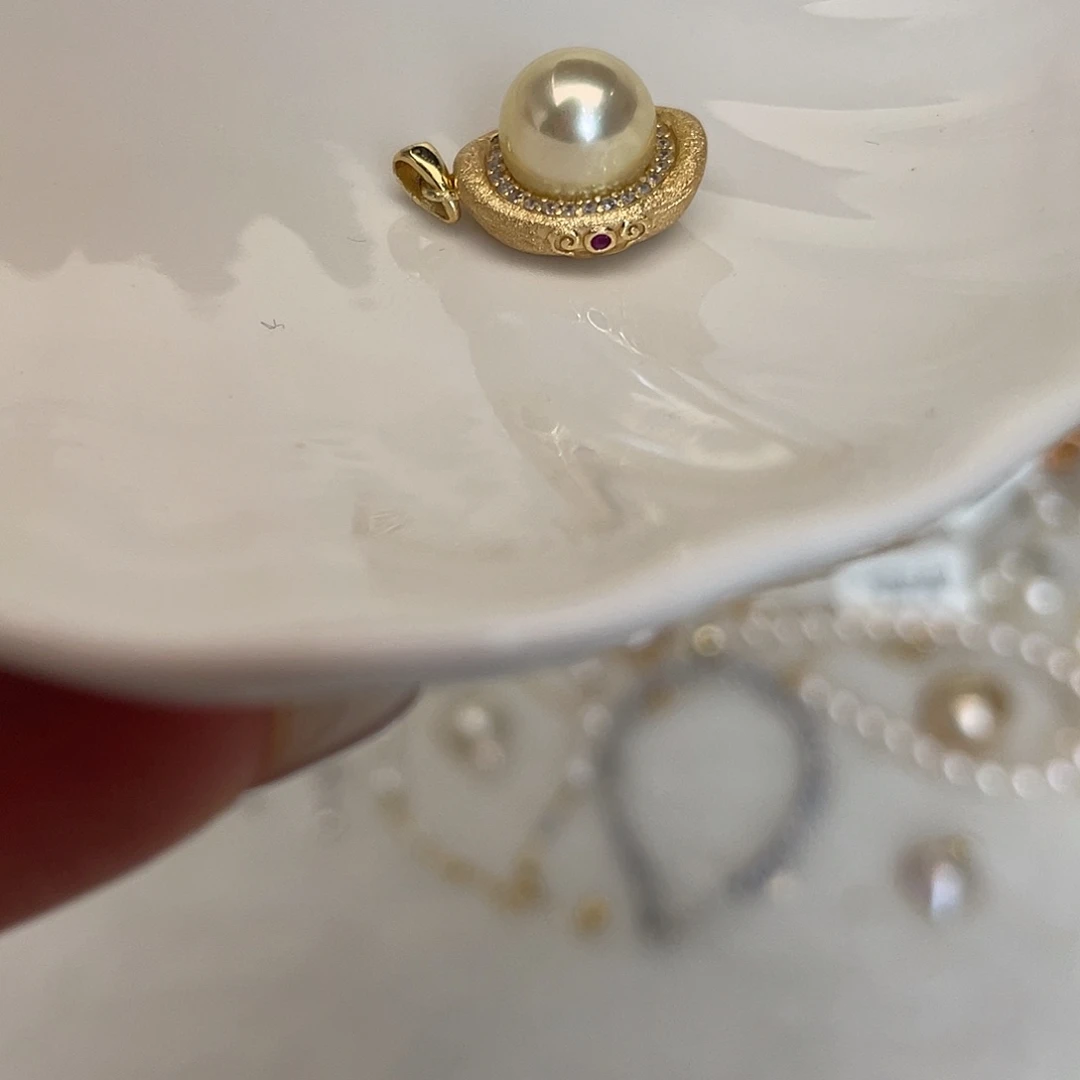 吊坠(不含链)银S925镶嵌海水珍珠