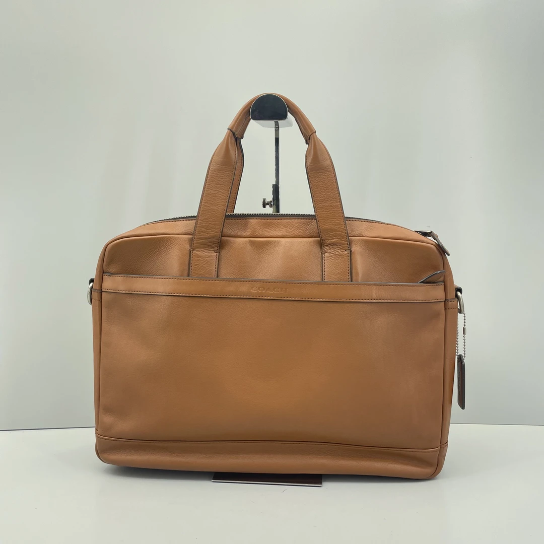90新 COACH/蔻驰 棕色男士公文包少肩带39*28*8cmE040411