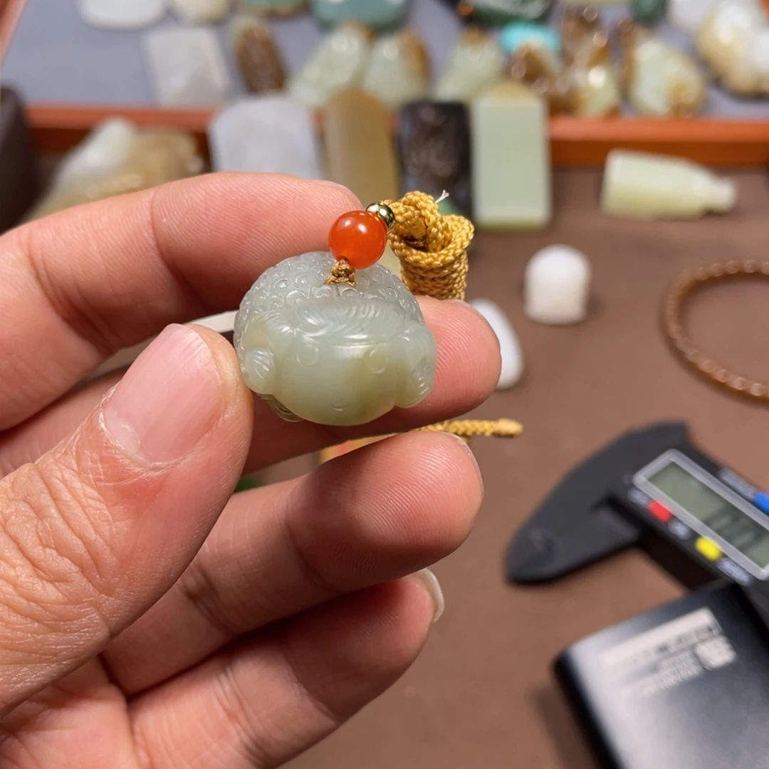 和田玉颈饰银S925镶嵌