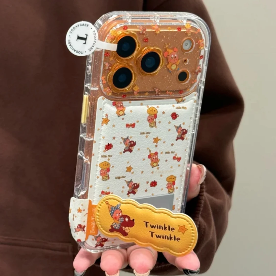 花朵镜头可爱小人苹果17promax闪粉iphone16支架15可爱14手机壳