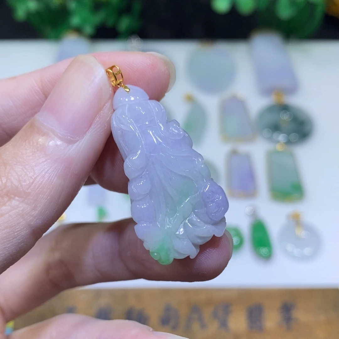 翡翠18K金镶嵌吊坠(不含链)