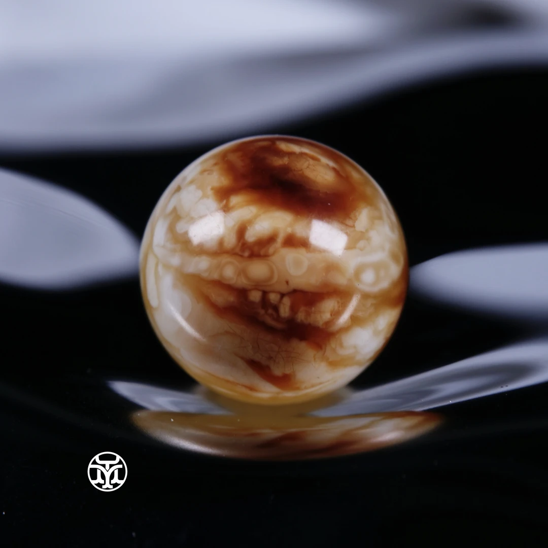 (18.5mm)18毫米彩沁虎纹圆珠配珠 一物一拍 天然俄料琥珀蜜蜡