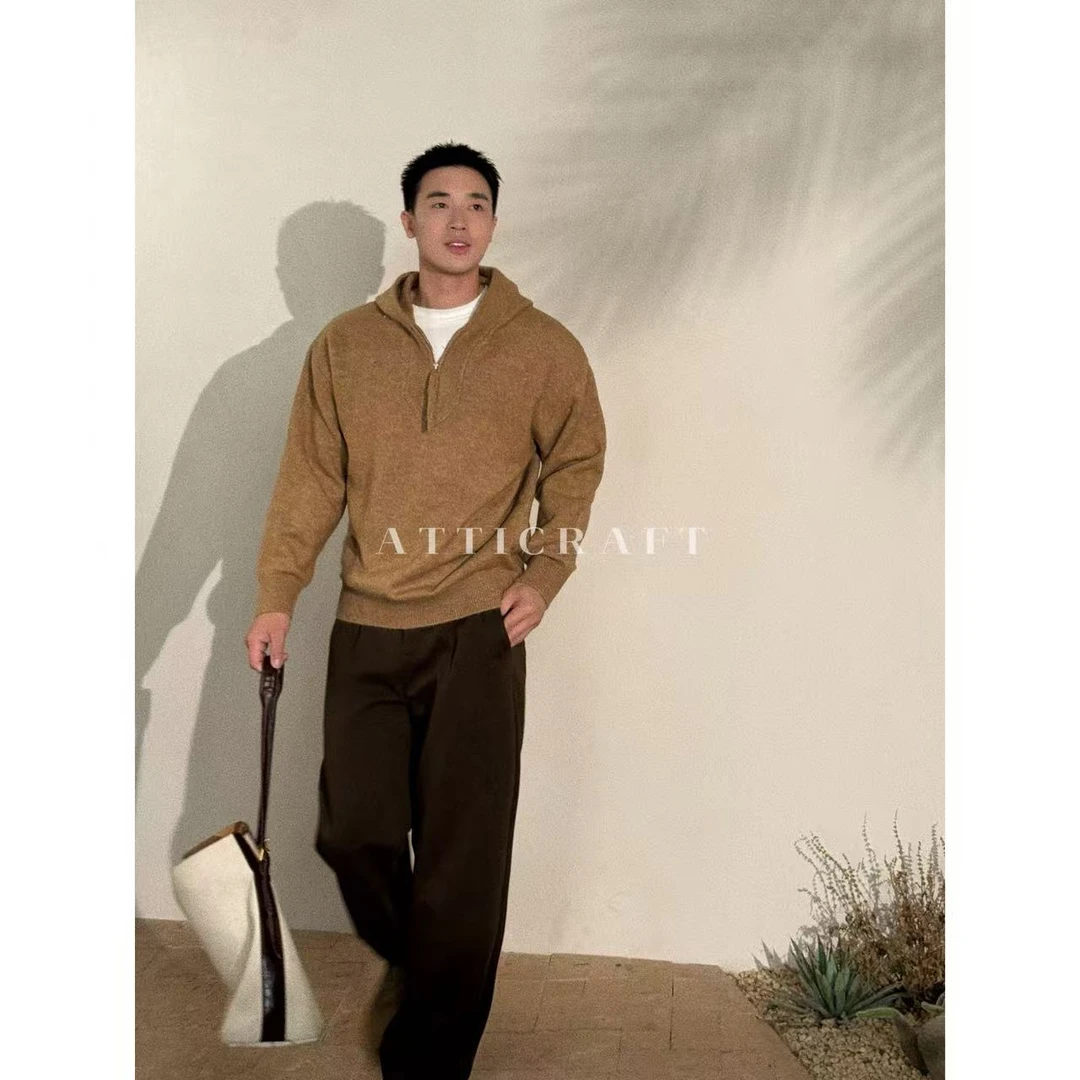 AttiCraft【轻奢针织连帽衫】高级感半拉链连帽针织衫秋冬百搭男25