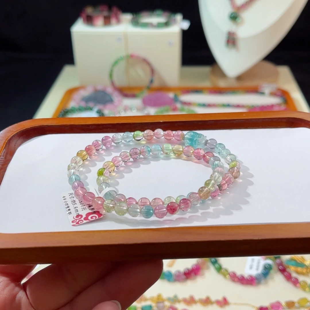 碧玺手串18K金镶嵌手串