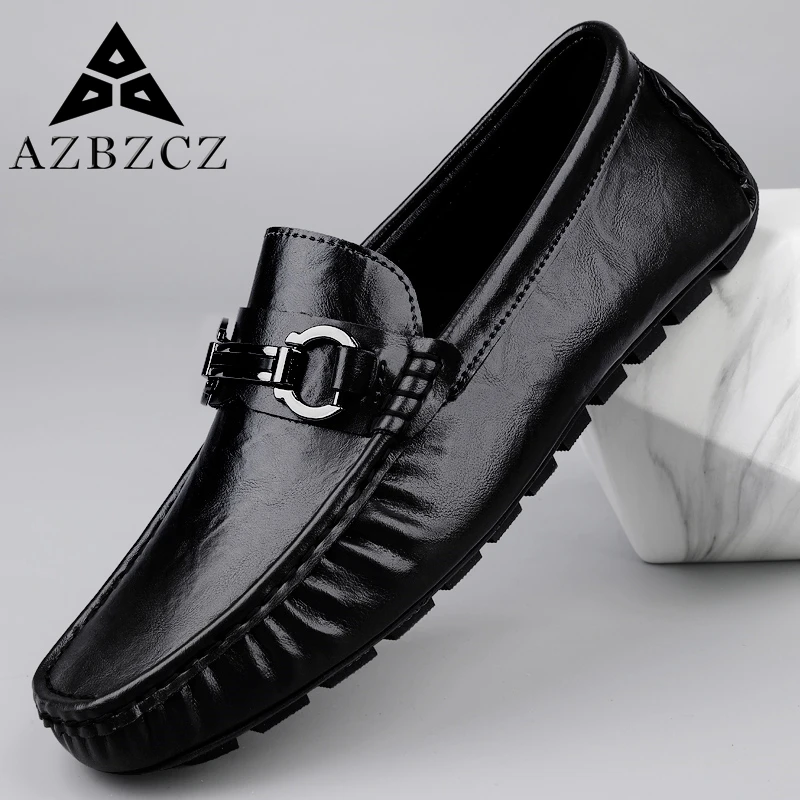AZBZCZ真皮豆豆鞋2025夏季新款男款潮流乐福鞋透气软底驾车鞋皮鞋