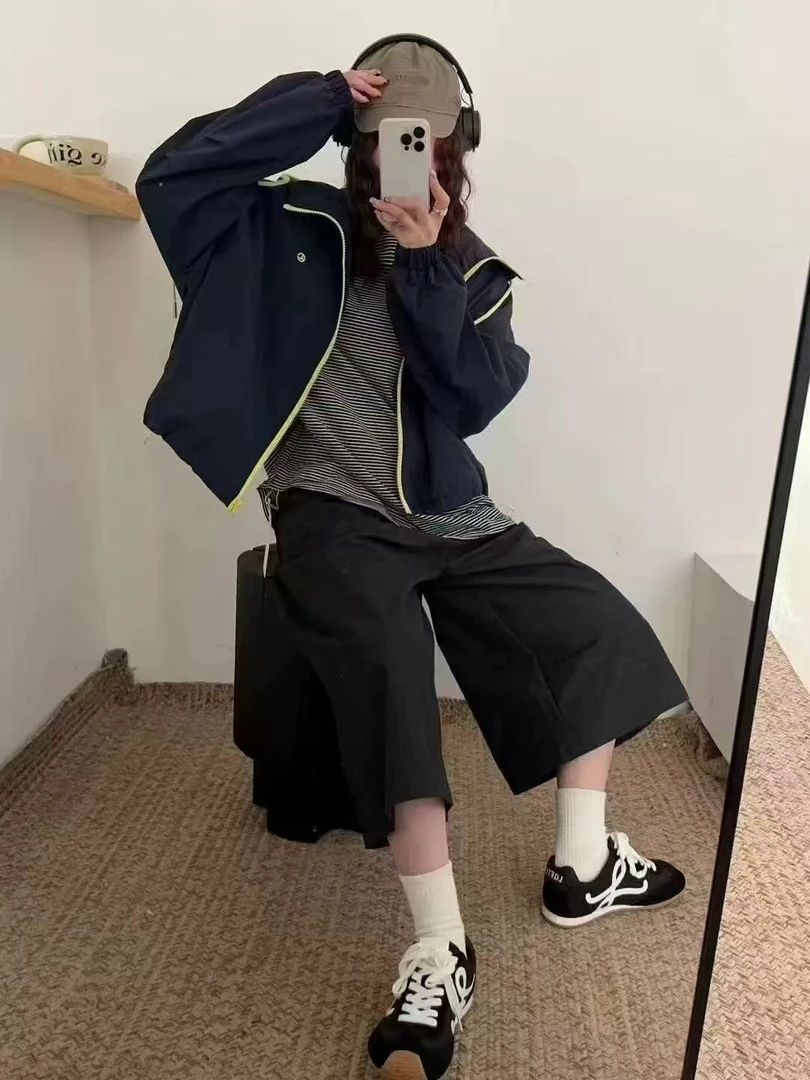 闪 店 新款休闲披肩牛仔外套秋冬款慵懒风韩版宽松上衣高品福利