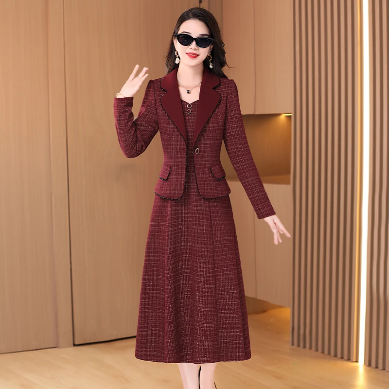 【两件套】15497梦晚秋季轻奢贵夫人气质时尚大气休闲显瘦套裙-XZY