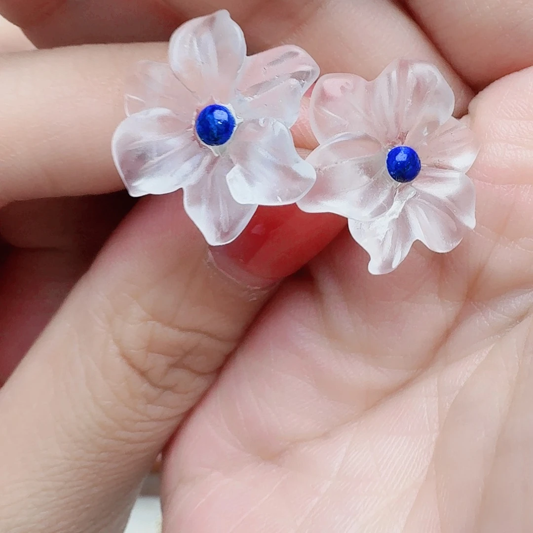 水晶耳饰银S925镶嵌耳钉