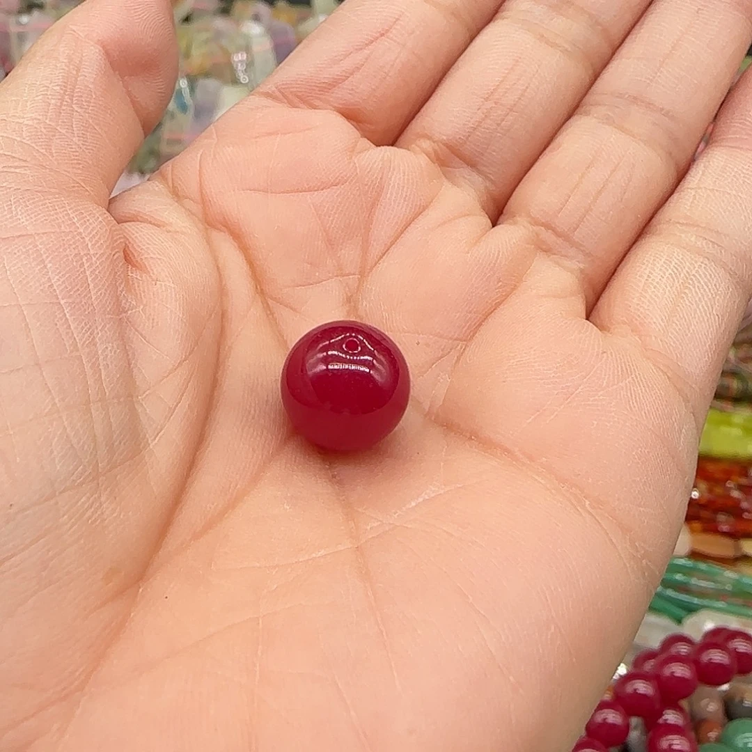 玛瑙/玉髓合金珠宝半成品红刚玉12mm一颗