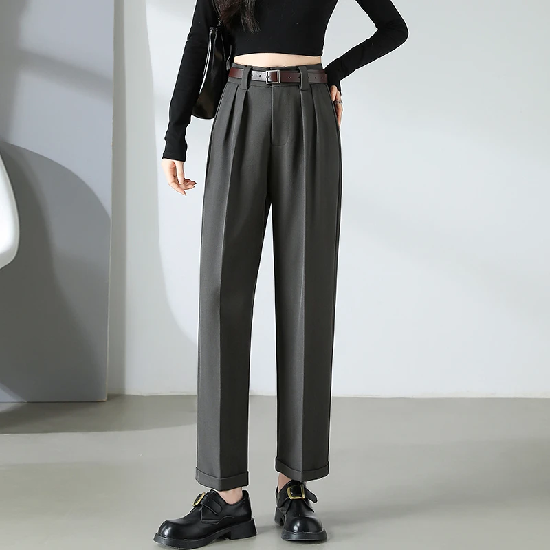 春夏季小个子西装裤高腰宽松显瘦八分哈伦裤薄款垂感休闲裤九分