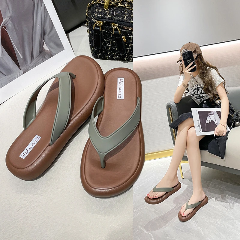 人字拖鞋女时尚外穿百搭夏季凉拖鞋韩版学生厚底防滑夹脚沙滩拖鞋