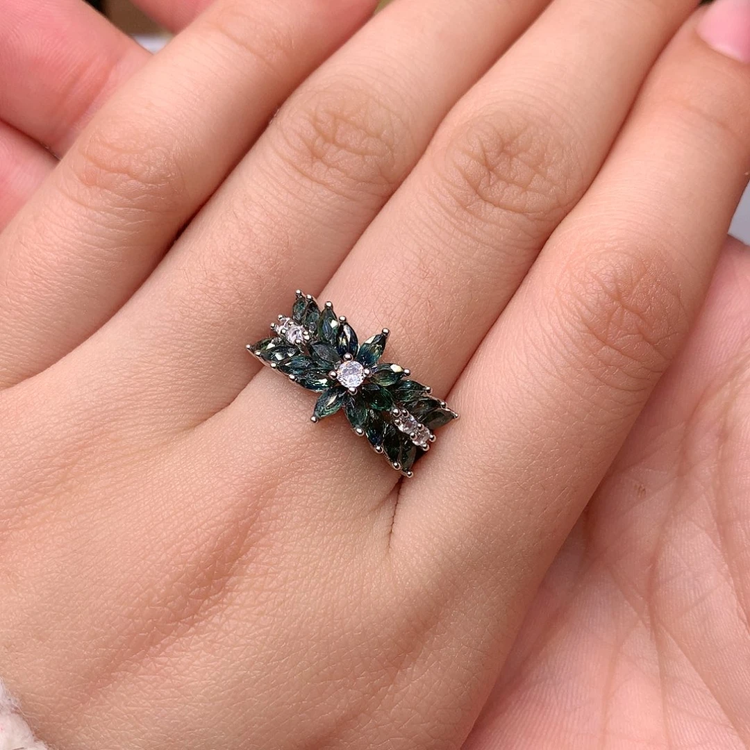 蓝宝石戒指银S925镶嵌