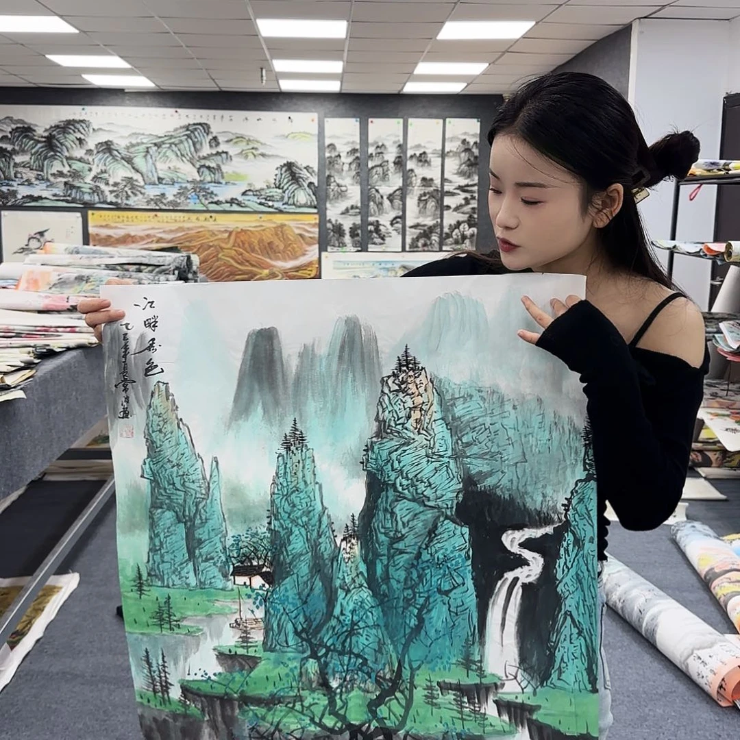 国画作品小姐姐放漏中