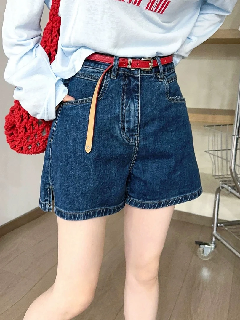 QL-k1962复古做旧A字牛仔短裤女欧洲站2025夏装阔腿裤热裤潮