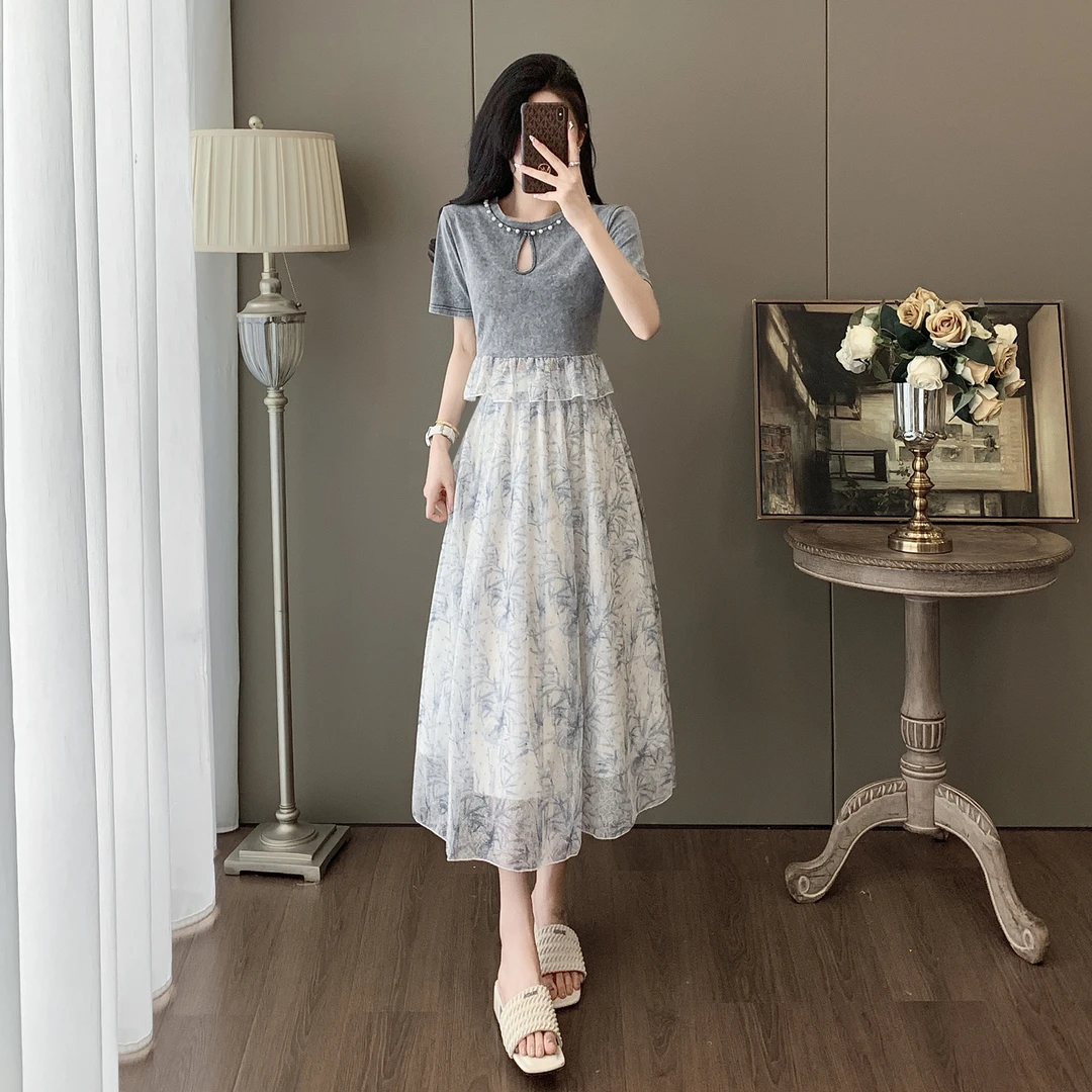 短袖蕾丝网纱半身裙两件套装显瘦减龄洋气休闲时尚夏日穿搭一整套