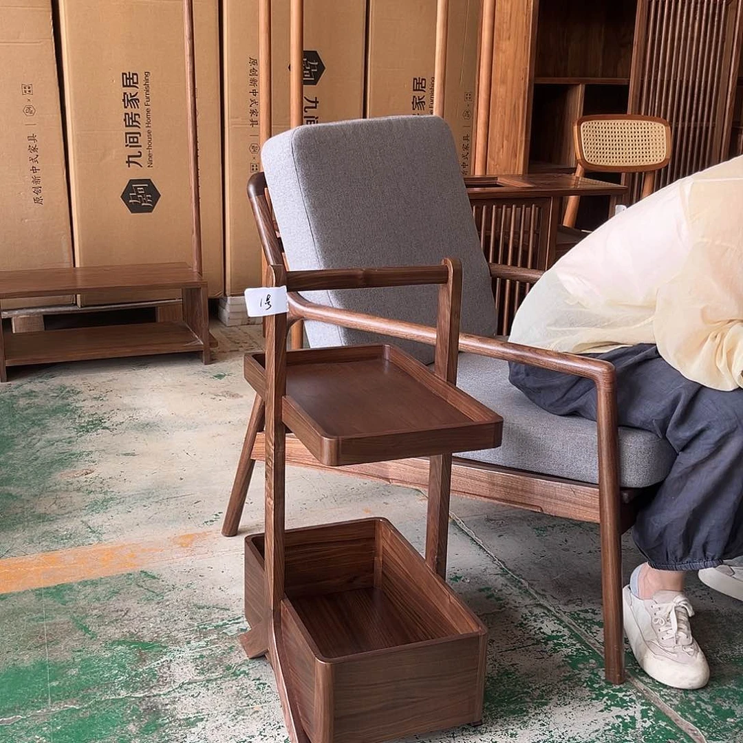 黑胡桃木提盒边几1号