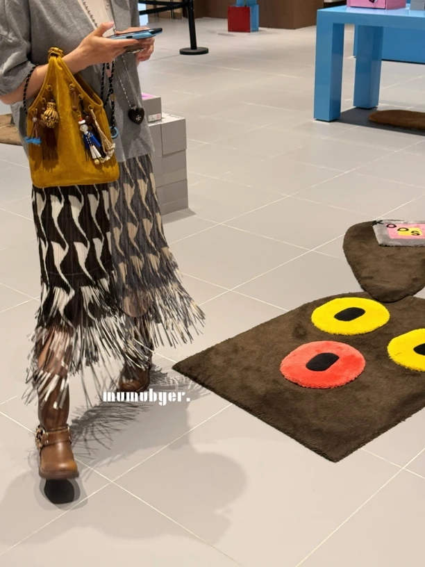 MUMUBYER •“粼波幻影”几何设计拼接褶褶印花流苏半裙