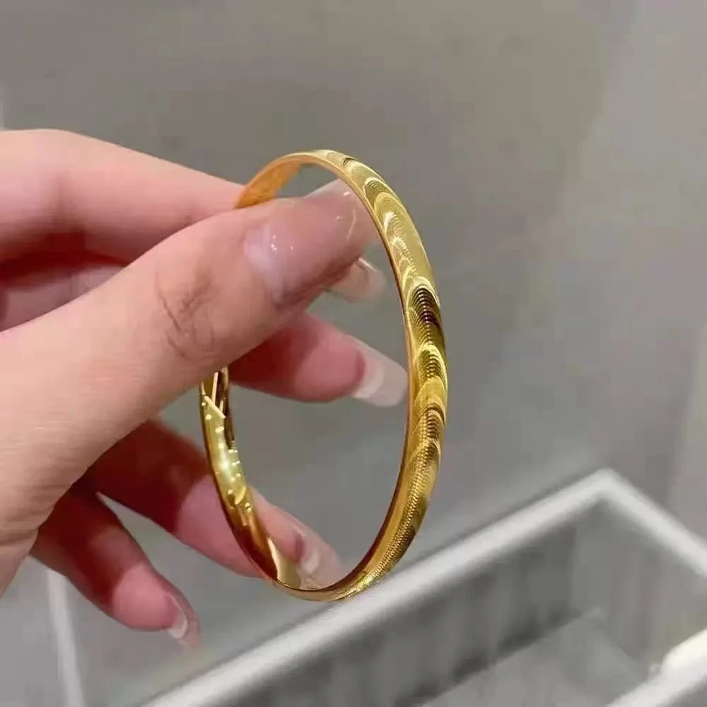 足金999鱼麟镯子简约女甜美气质民族风轻奢时尚